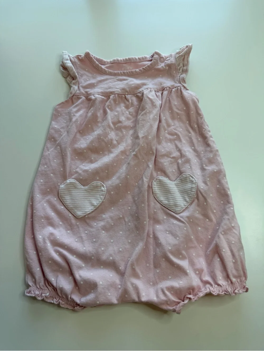 Carter's Light Blue Floral and Light Pink Heart Romper Set